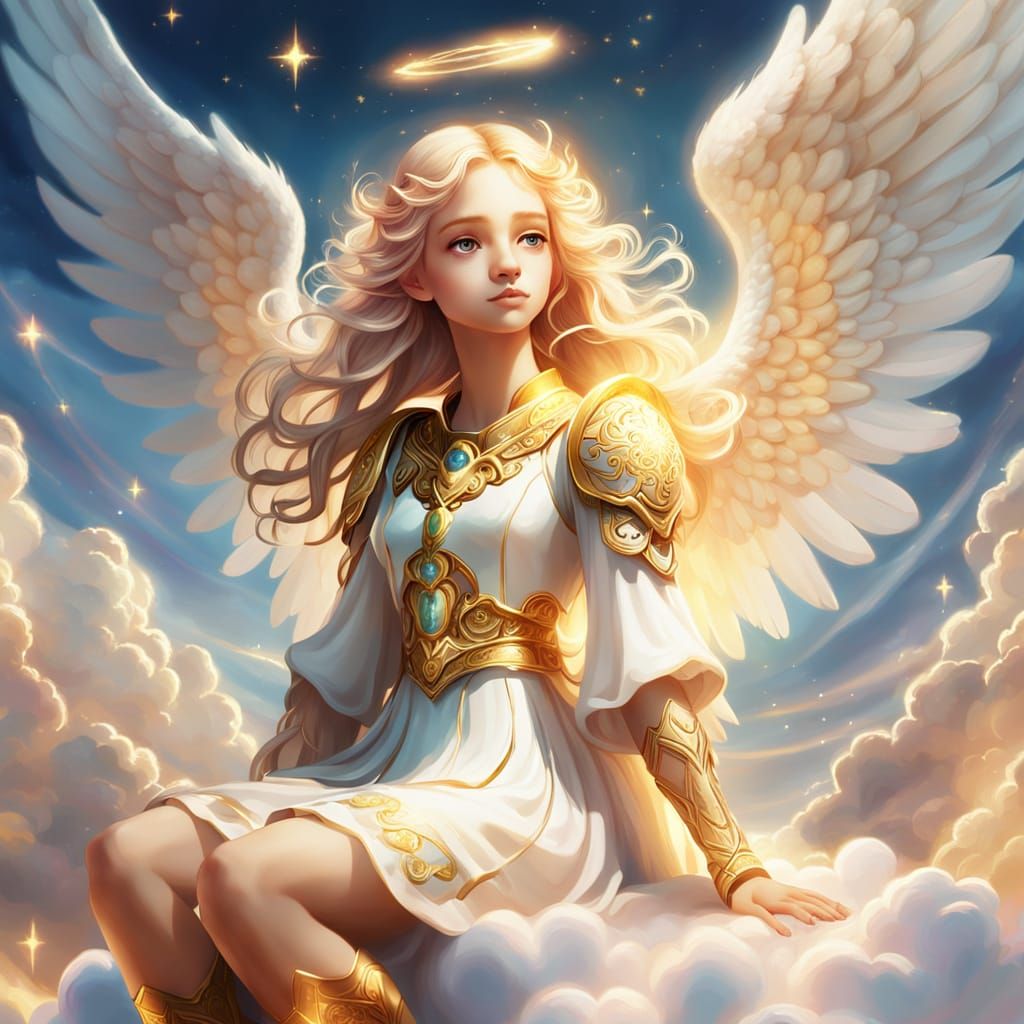 Angel Playing Video Game on Cloud