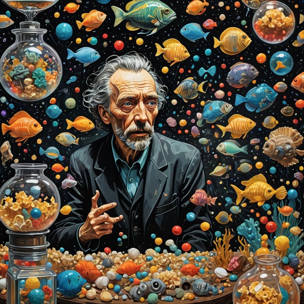 Trapped in a Scientific Aquarium: Hyperrealistic Comic Strip