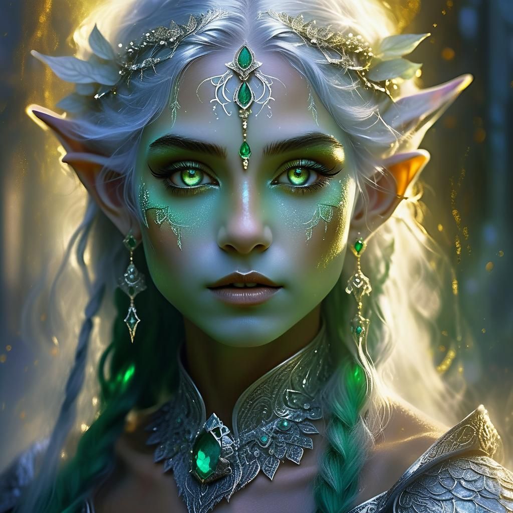 Elegant Elf Portrait with Ethereal Mist