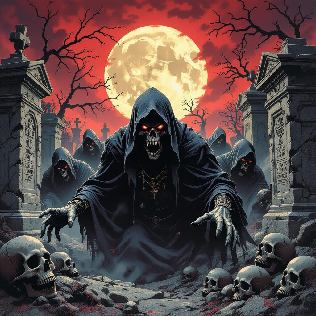 Ghouls Emerge From Tombs In Dark Horror Style