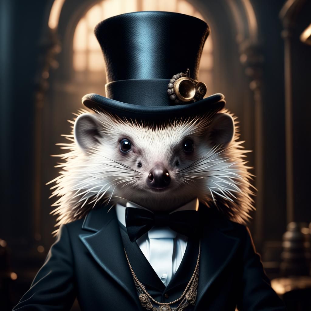 Hedgehog in Top Hat: Digital Matte Painting