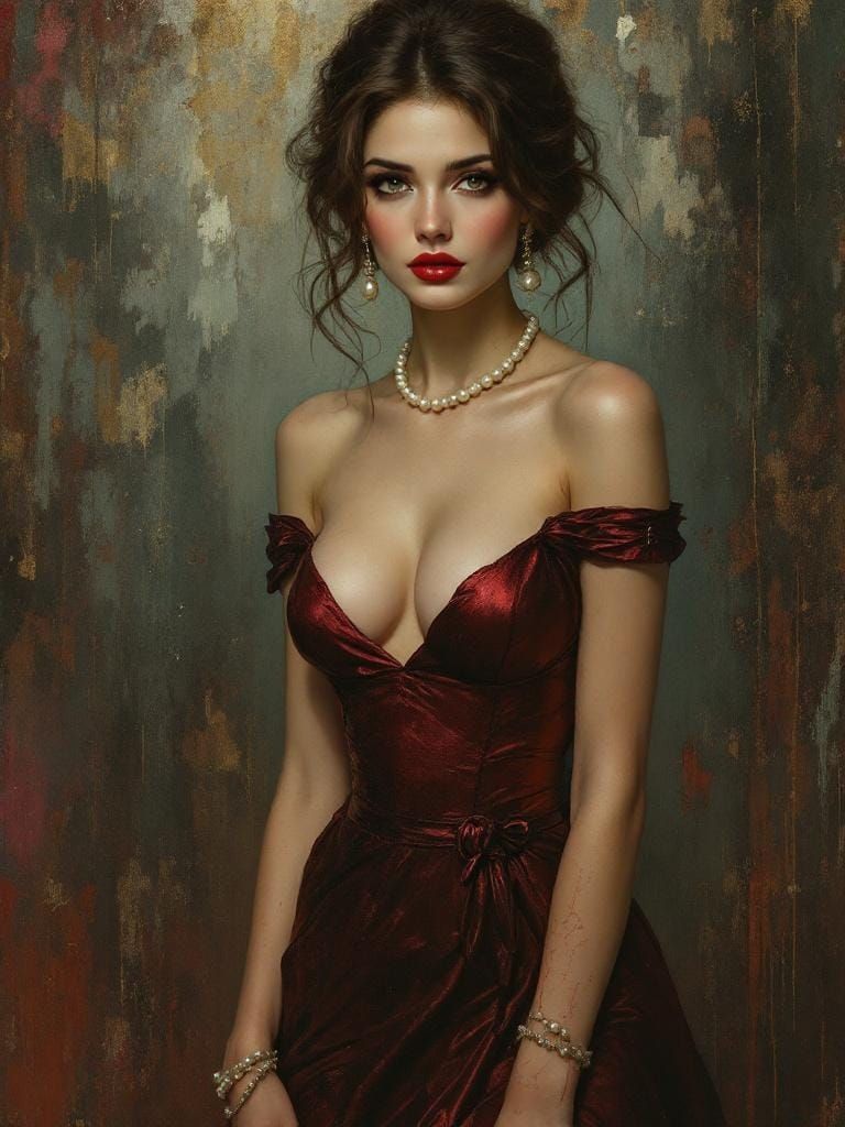 Italian Pin-Up in Art Nouveau Style