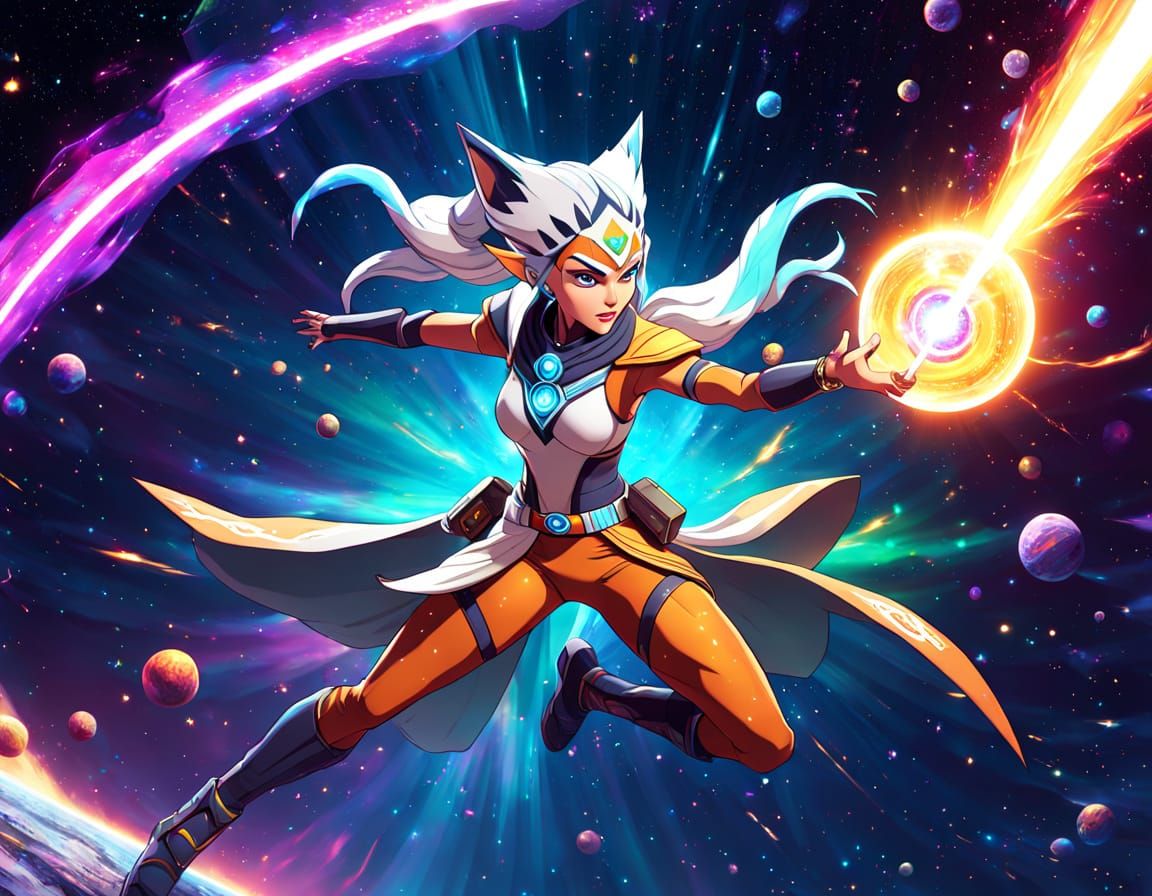 Galactic Ahsoka as Naruto, Cosmic Warrior in Tribal Jedi Arm...