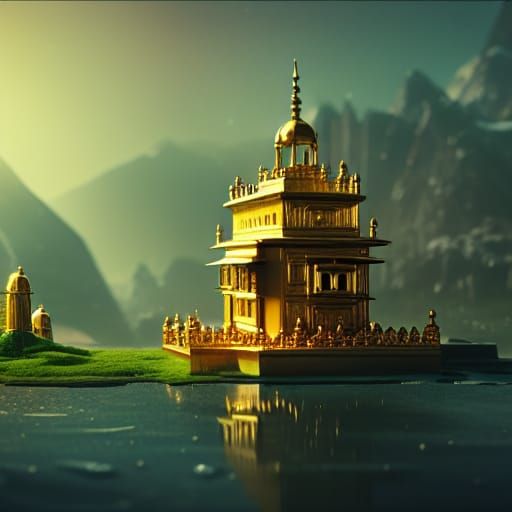 Golden Temple of the Cat God: Detailed 3D Diorama