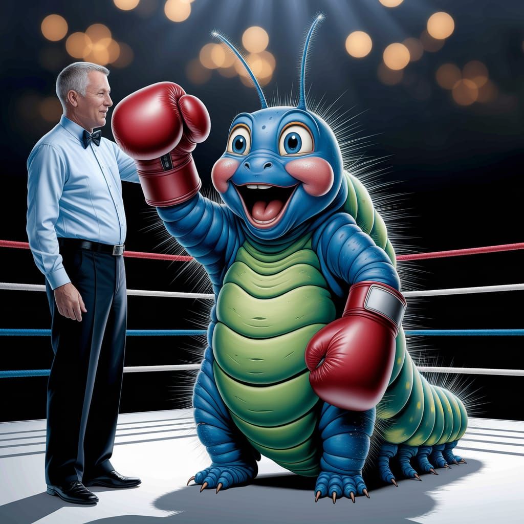 Caterpillar Boxing Champion in Mark Ryden Style