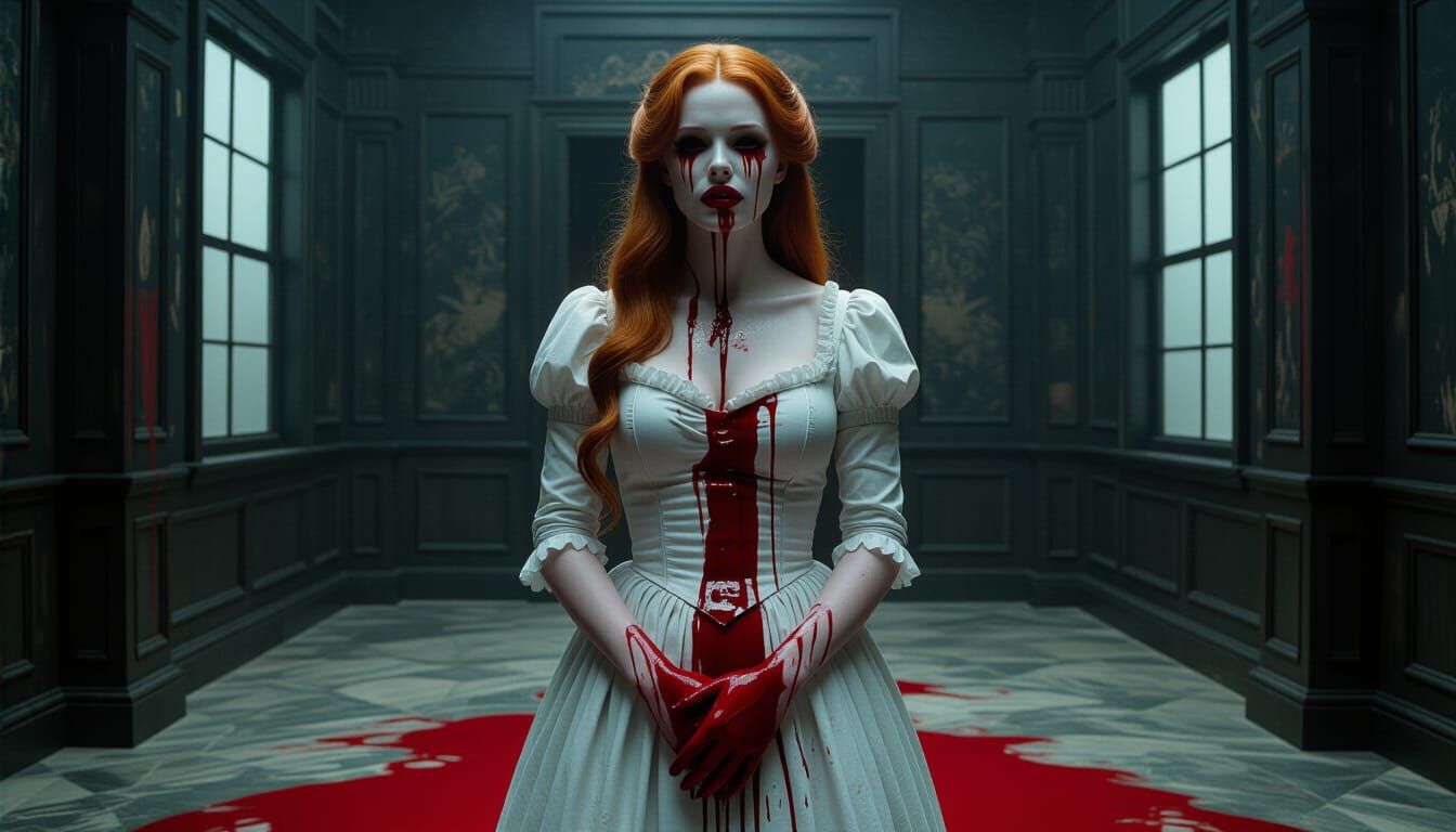 Haunting Steampunk Ghost in Dark Room