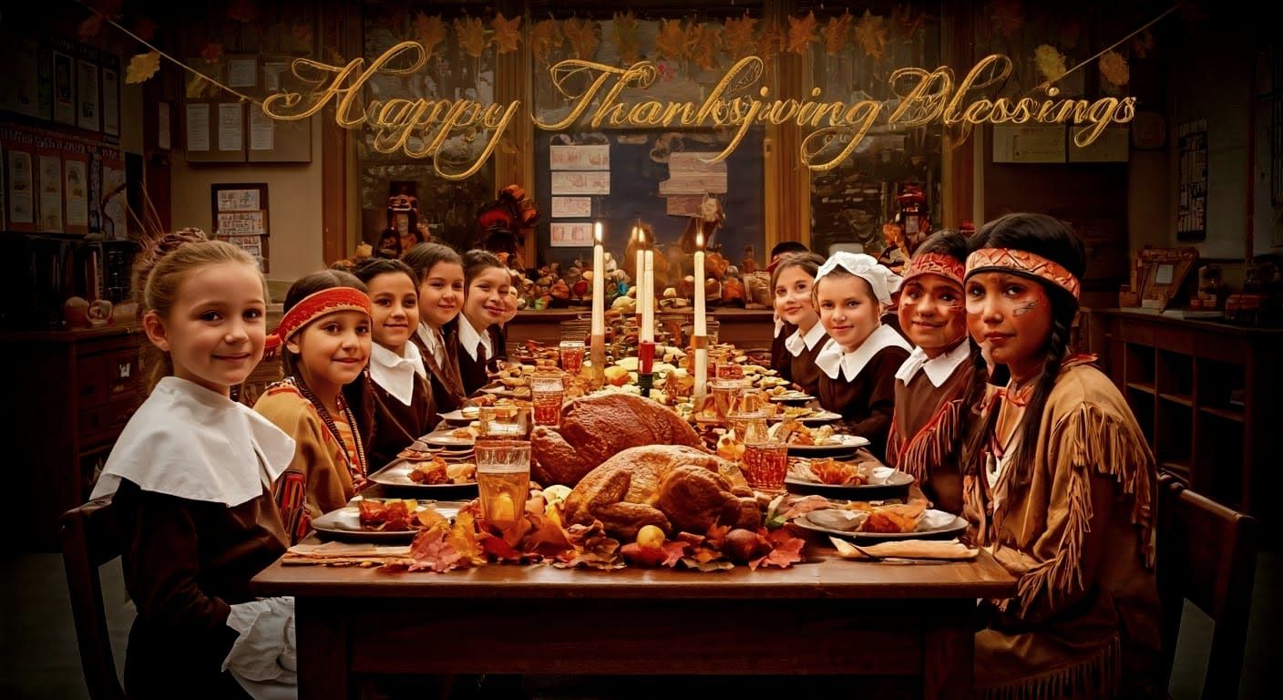 First Grade Thanksgiving Feast: A Photorealistic Classroom S...