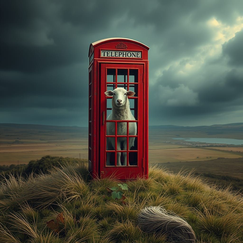 Sheep in Phone Box: Fantasy Concept Art