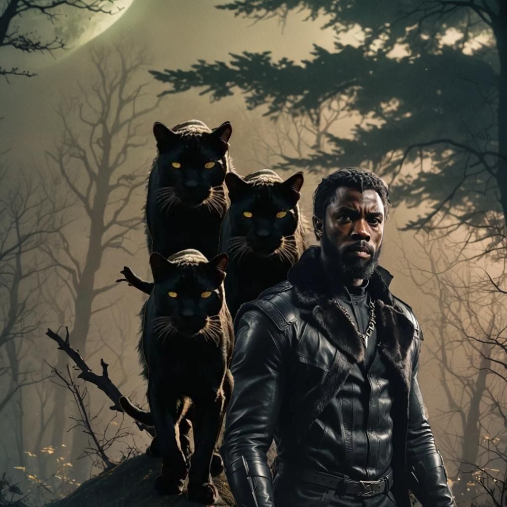 Eerie Moonlight Silhouettes in Dark Fantasy Forest