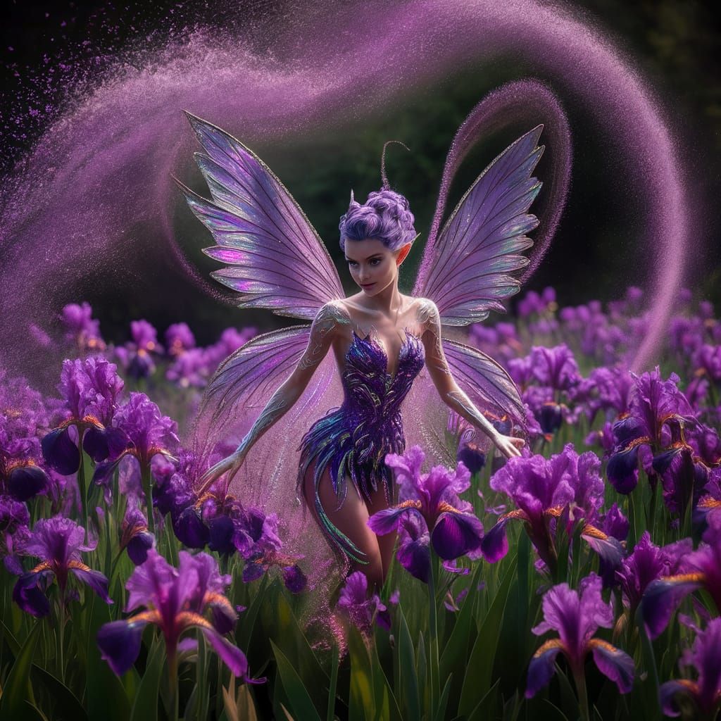 Mesmerizing Purple Fairy in Iris Garden