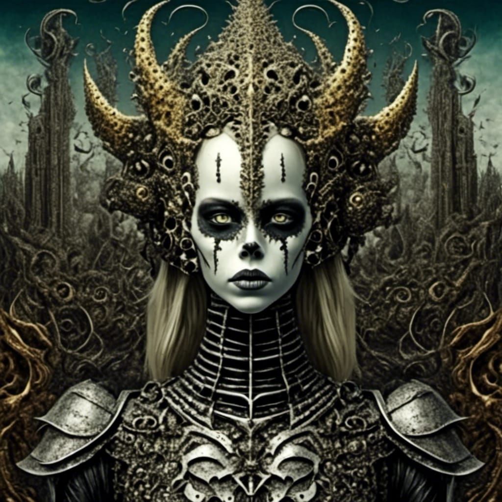 Medieval Knight and Lady in Gothic Ink Art