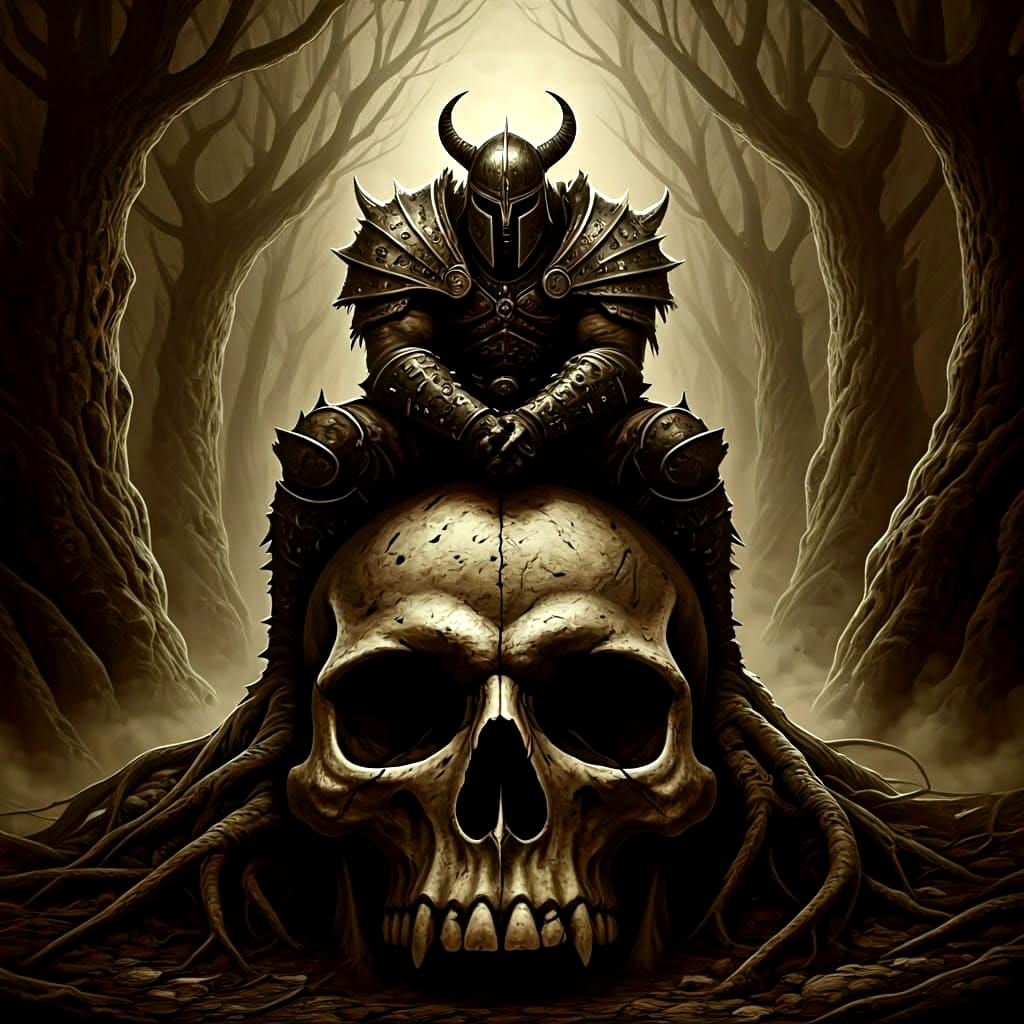 Death Dealer Woodblock Relief in Frazetta Style