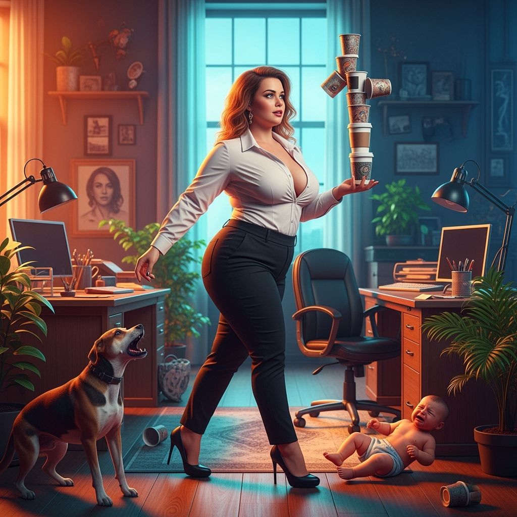 Chaotic Office Coffee Run in Hyperrealistic Style