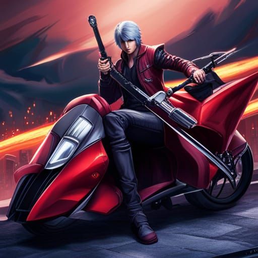 Dante from Devil May Cry on Motorcycle