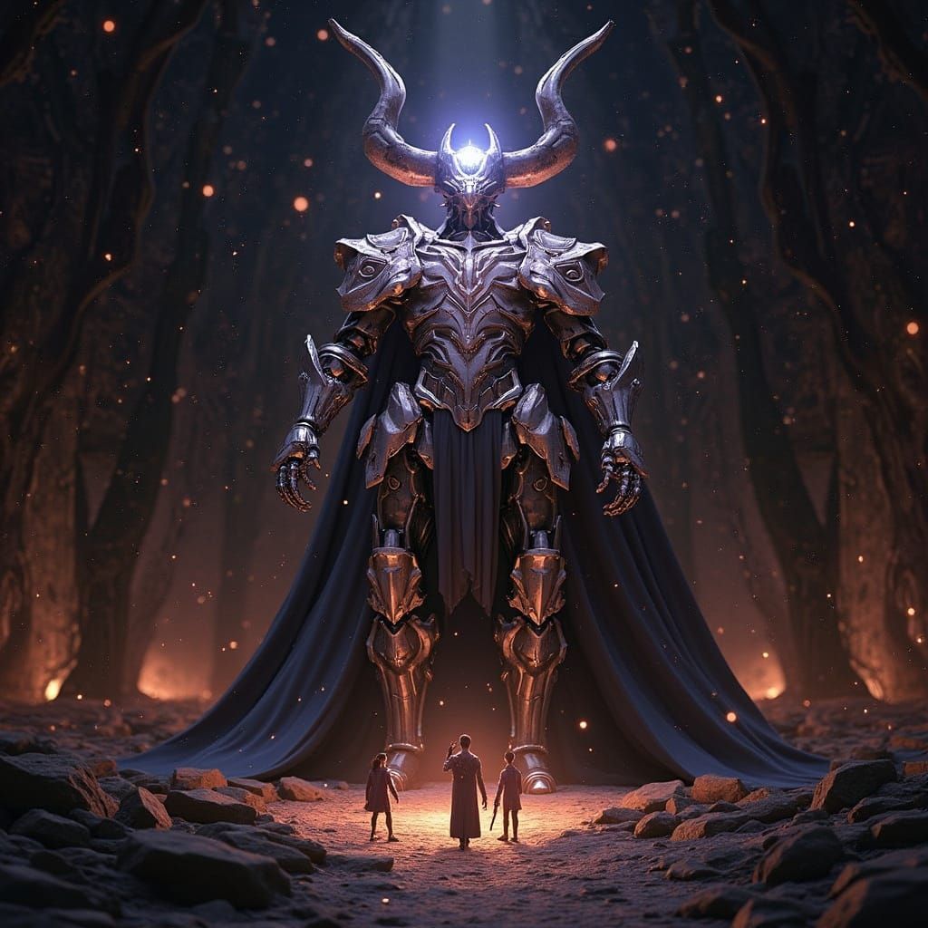 Metal Knight King Reigns Over Humans in Sci-Fi Style