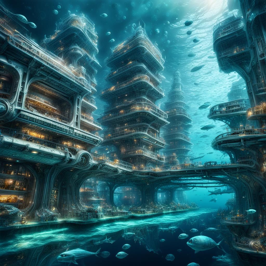 Futuristic Hi-Tech Underwater City in HDR