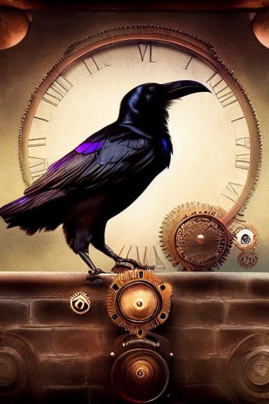 Steampunk Raven Portrait in Victorian Setting