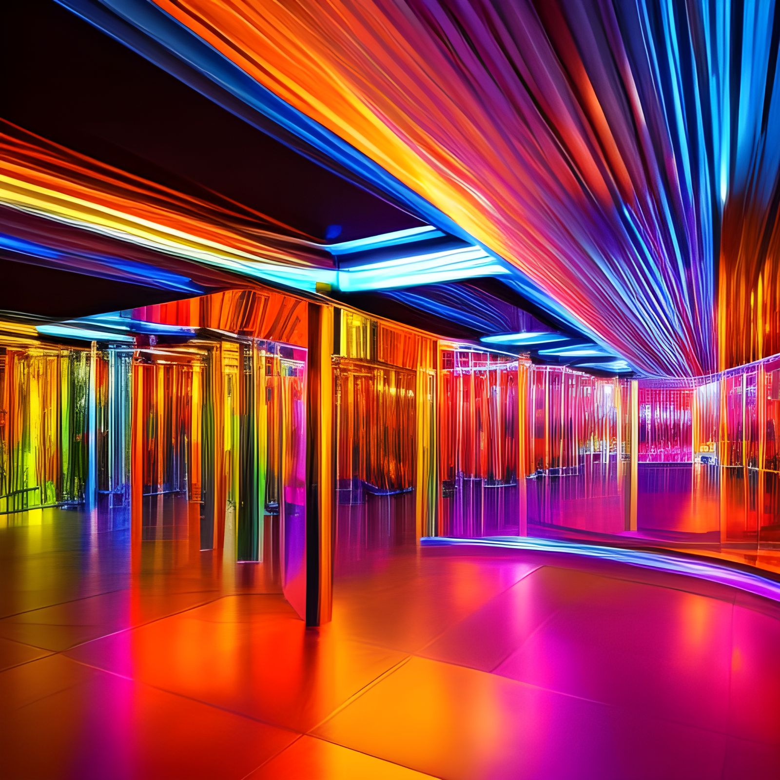 Hyperrealistic Mirror Maze with Colorful Reflections