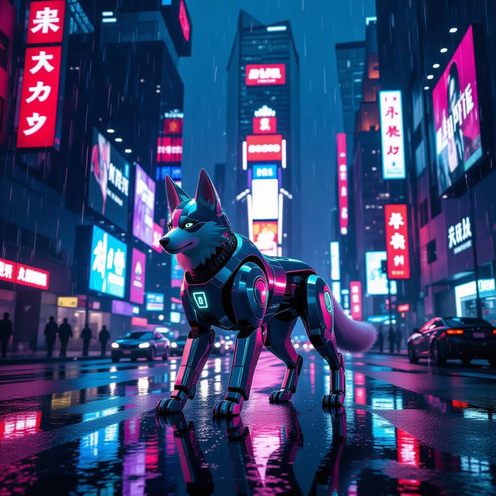 Cyberpunk Pokémon in a Neon Cityscape