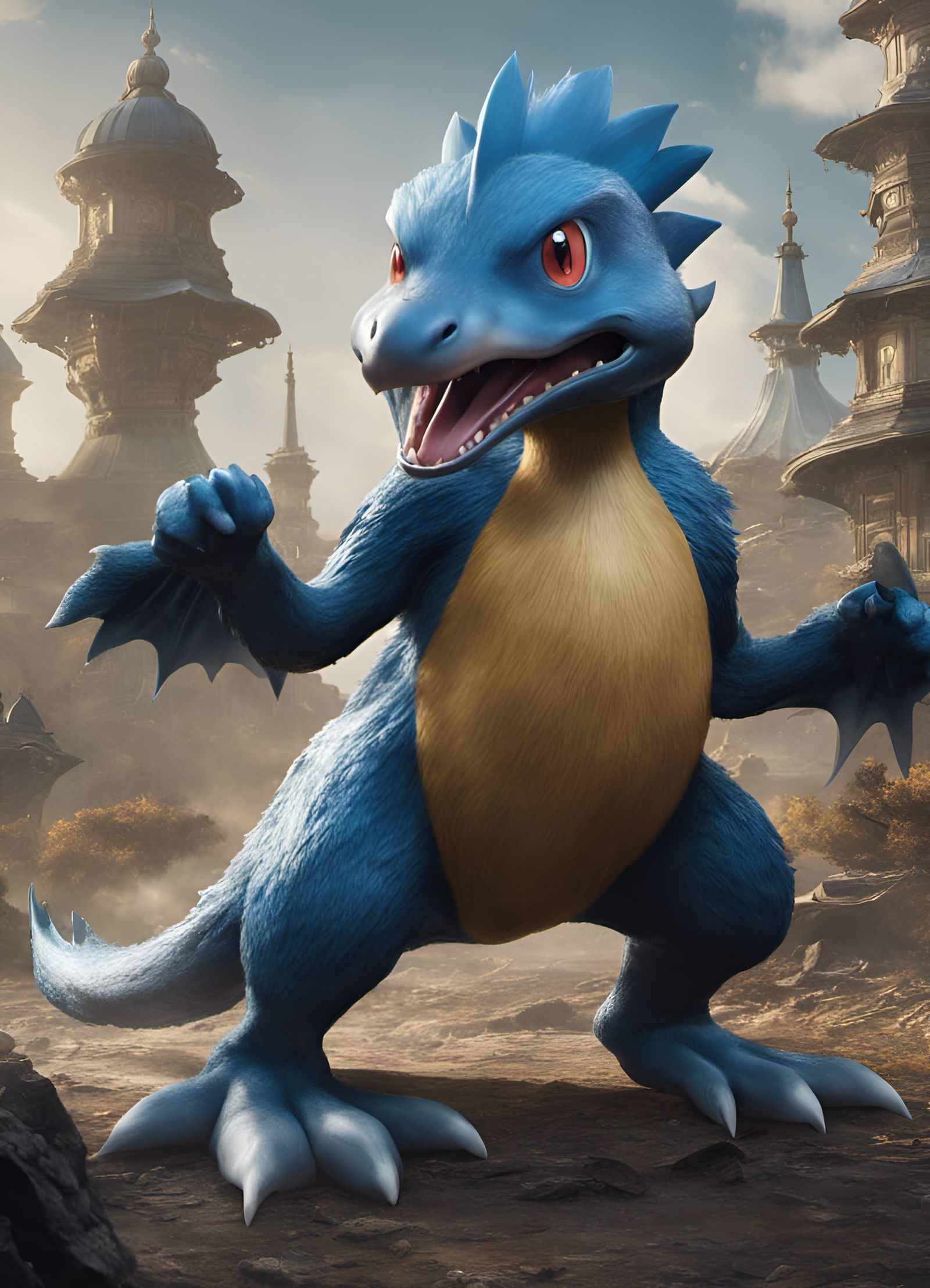 Monster Golduck Pokemon Digital Art in 8K