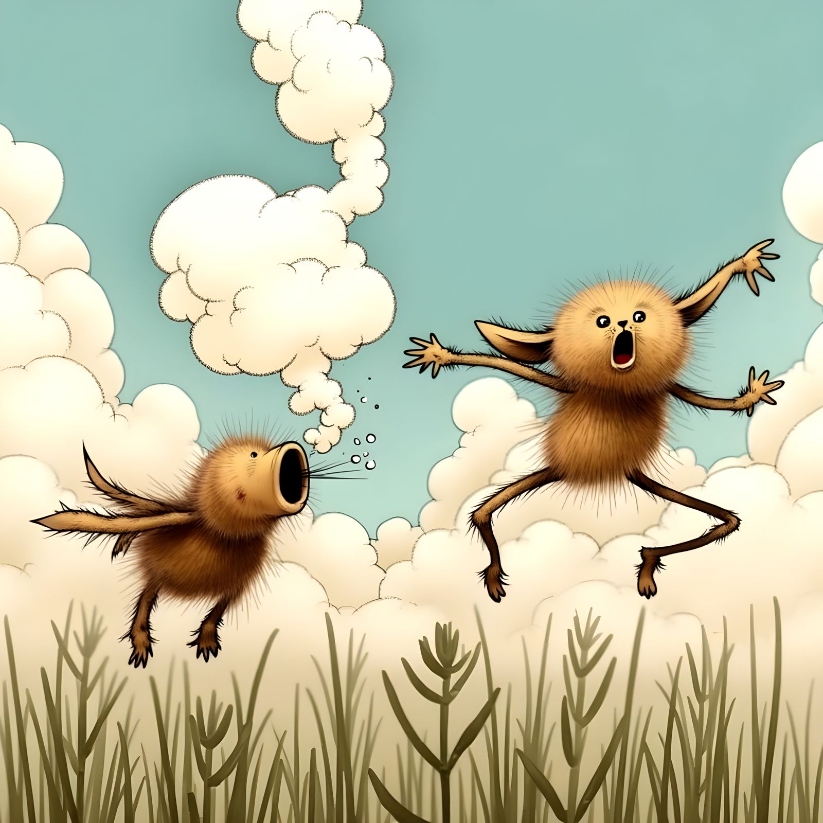 Vintage Cartoon Flowers Sing and Bring Rain in a Whimsical 1...