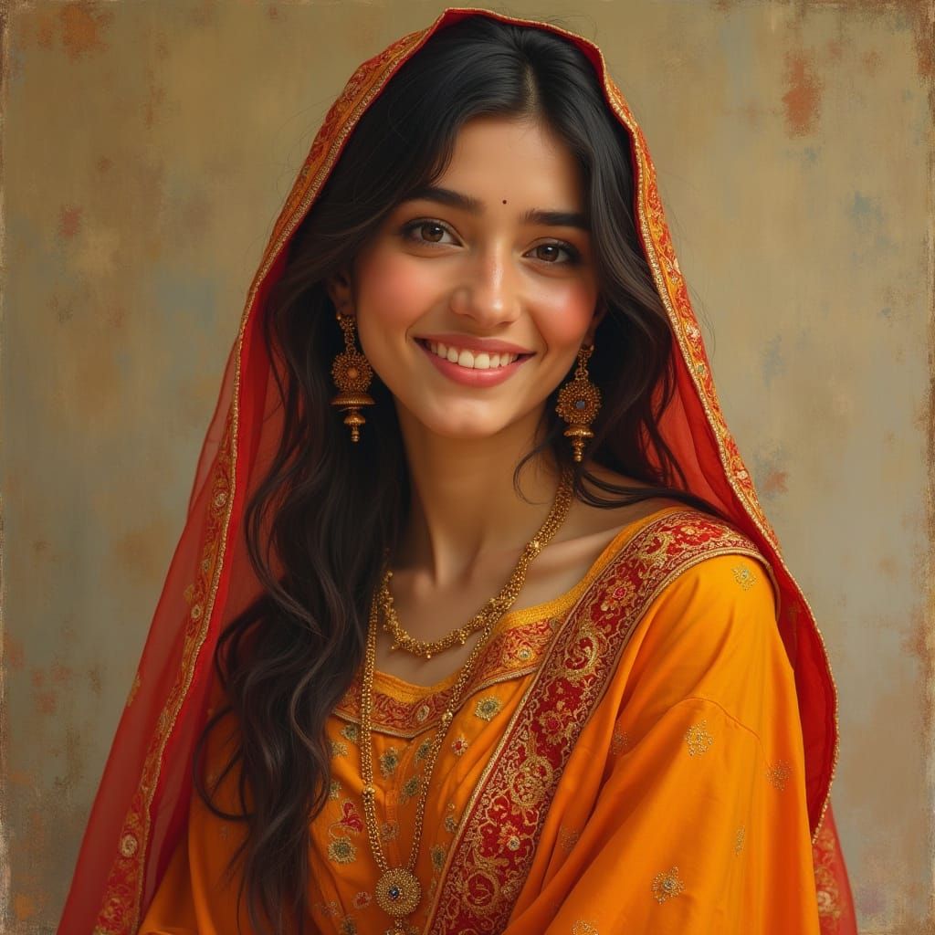 Young Woman in Vibrant Ethnic Attire