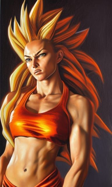 Female Super Saiyan in Tintoretto Style
