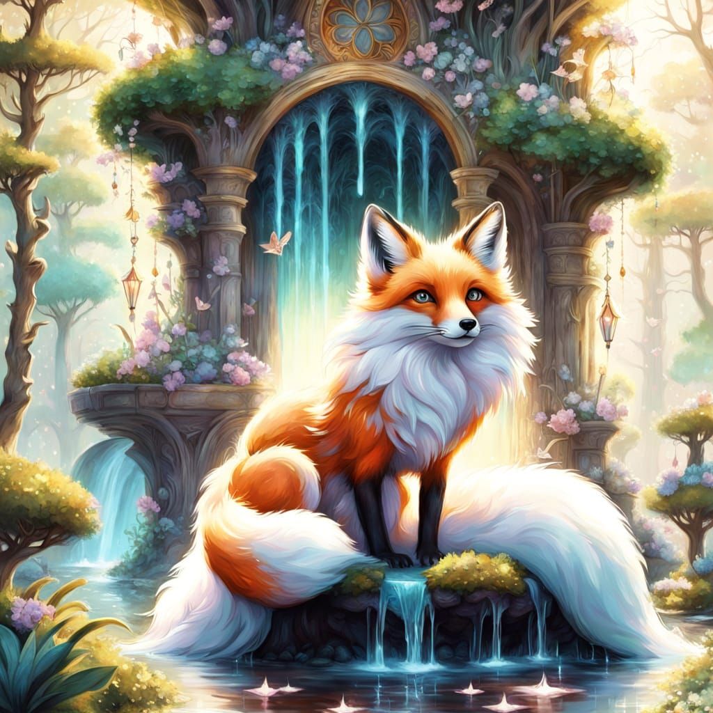 Divine Fox in Hidden Grove: Fantasy Art