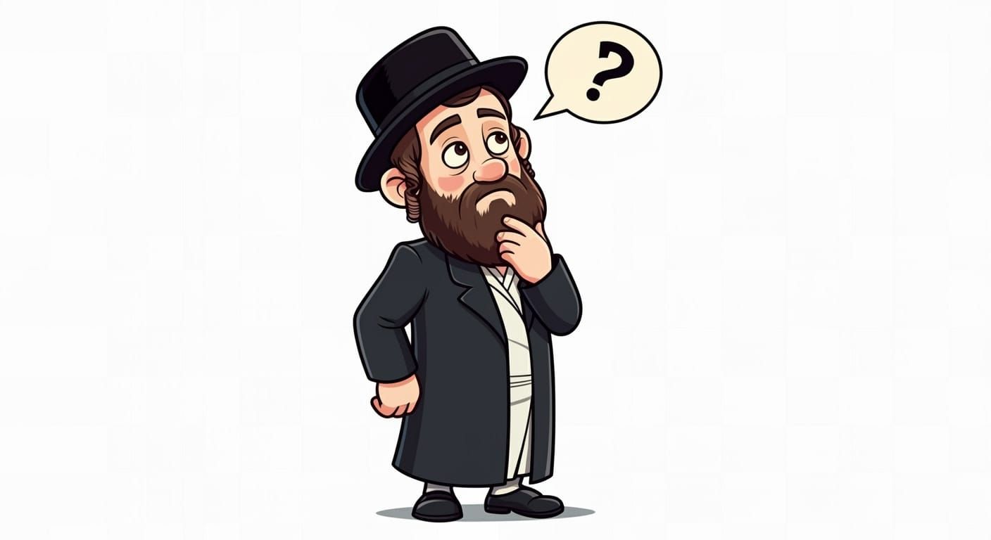 Cartoon Orthodox Jewish Man in Thought