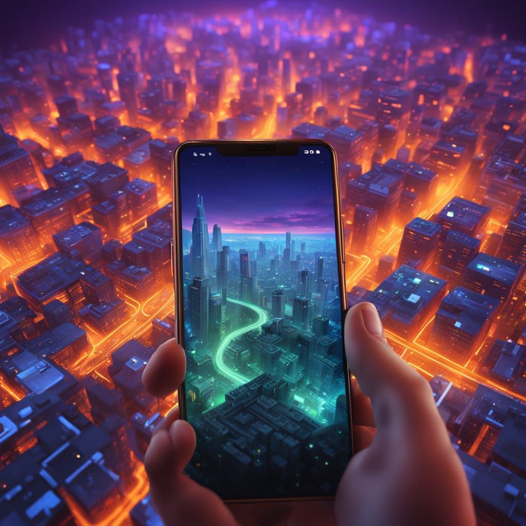 Kid Trapped in Smartphone World, Realistic Matte Painting