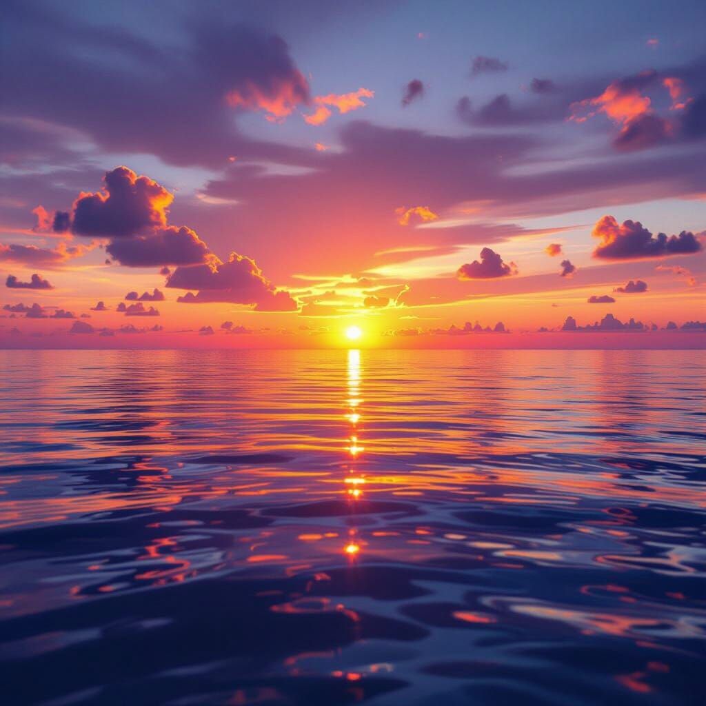 Breathtaking Ocean Sunset With Vibrant Colors