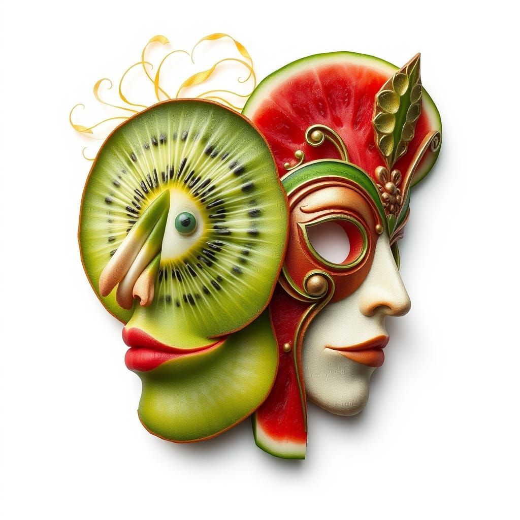Surreal Fruit Portraits in Vibrant, Hyper-Realistic Style