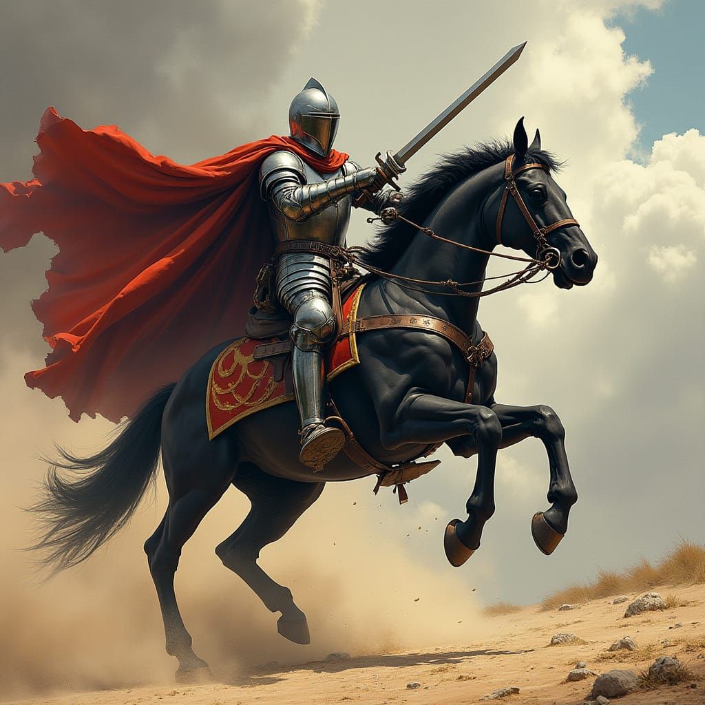 Armored Knight Charges into Battle