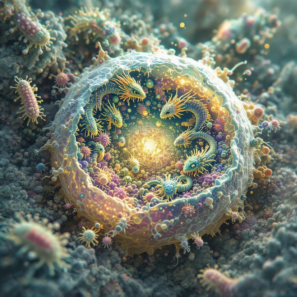 Iridescent Dragons Inside Human Cell Nucleus