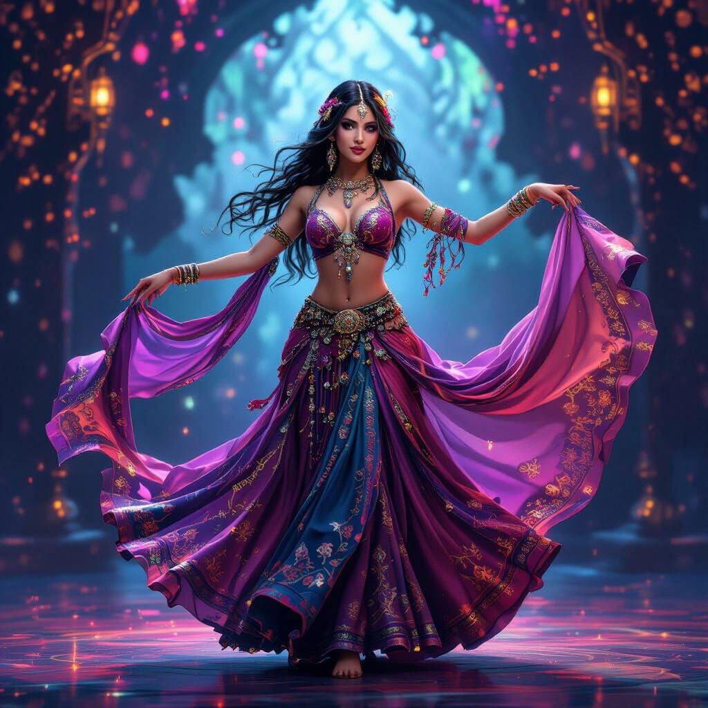 Enchanting Oriental Dancer in Ethereal Matte Painting Style