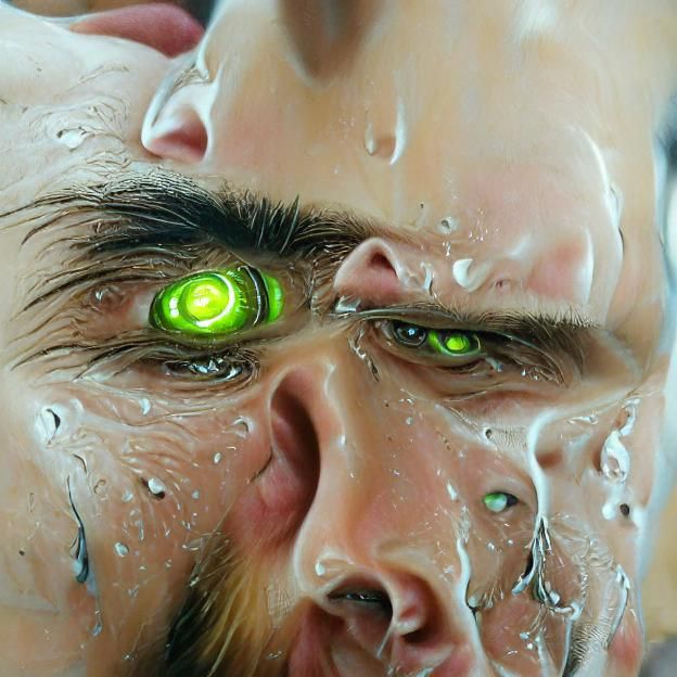 Jesus with Gamma Radiation Laser Eyes in Hyperrealism