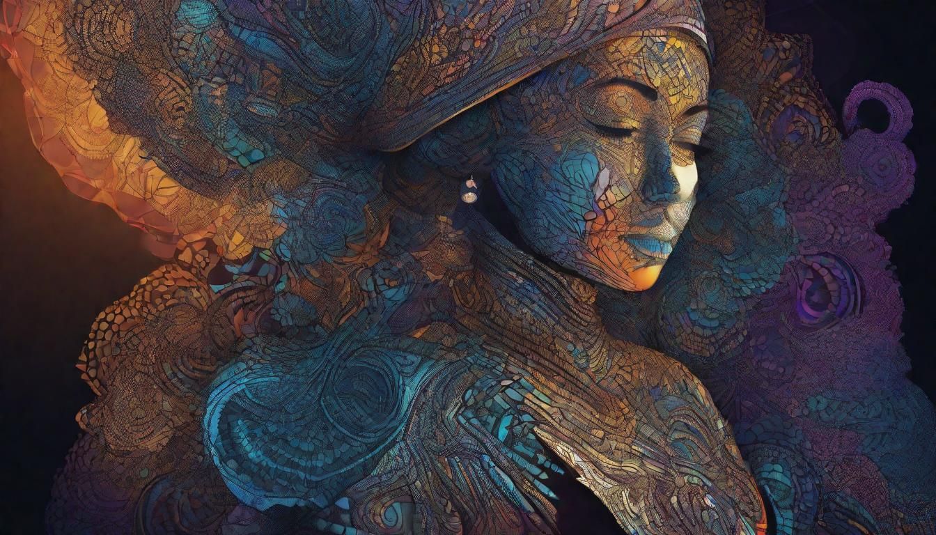 Woman in Fractal Light: Abstract Vector Art