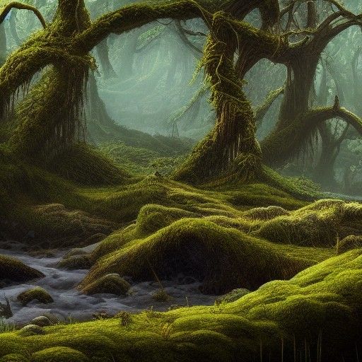 Overgrown River: A Fantastical Matte Painting