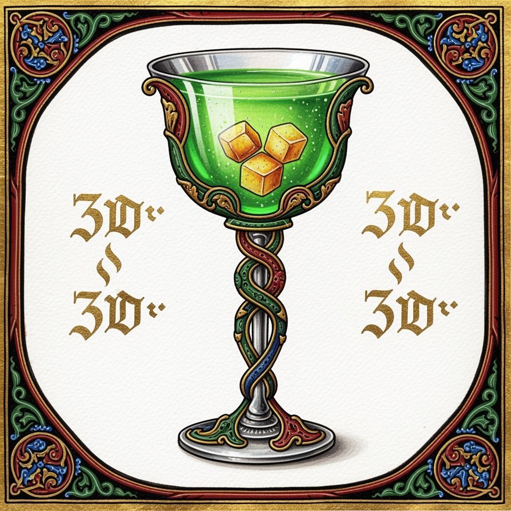 Emerald Appletini in Medieval Illuminated Manuscript Style