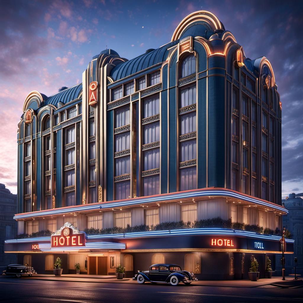Grand Art Deco Hotel Illustration
