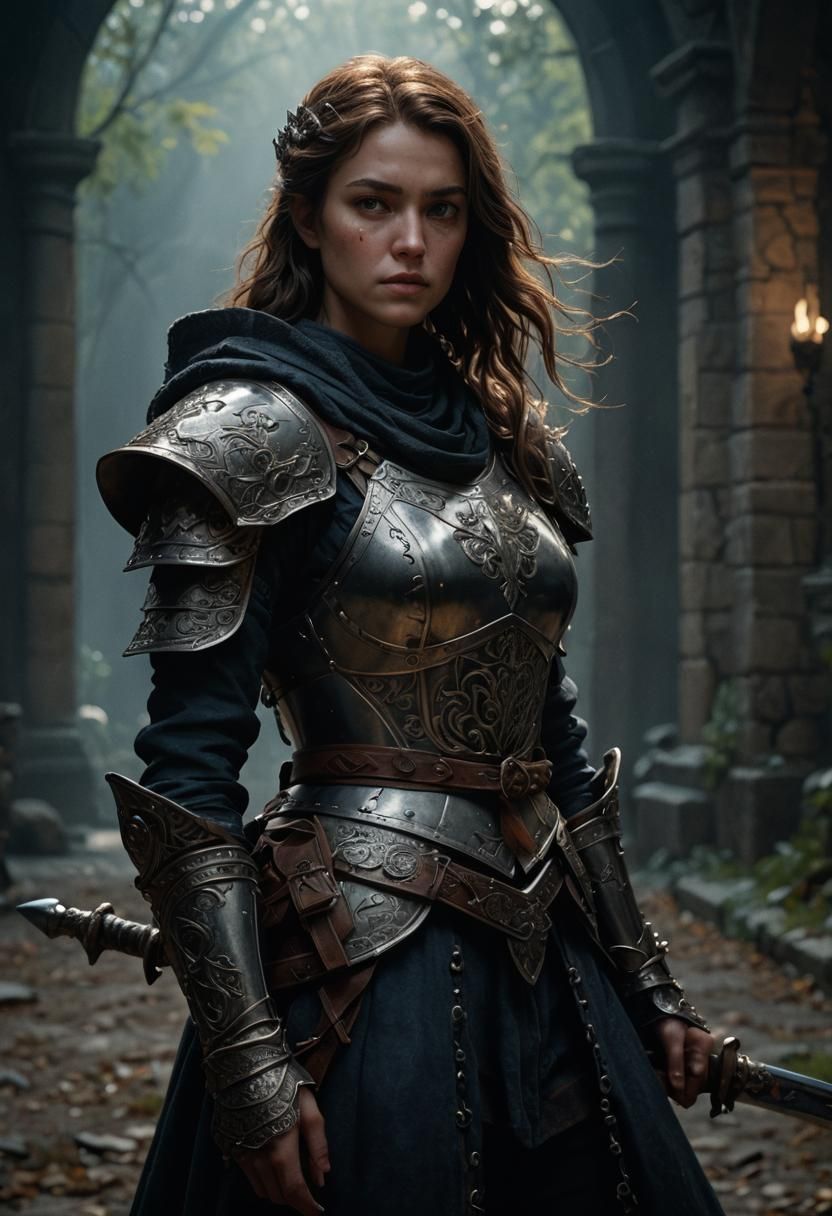 Lady Knight in Hyperrealistic Style