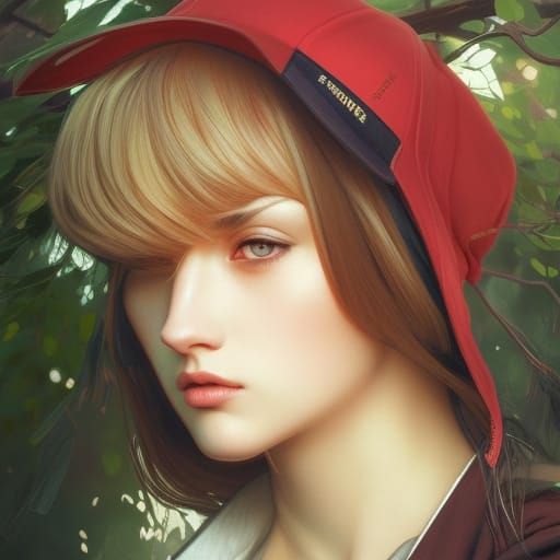 Girl in Akatsuki Hat Under Tree: Hyperdetailed Portrait