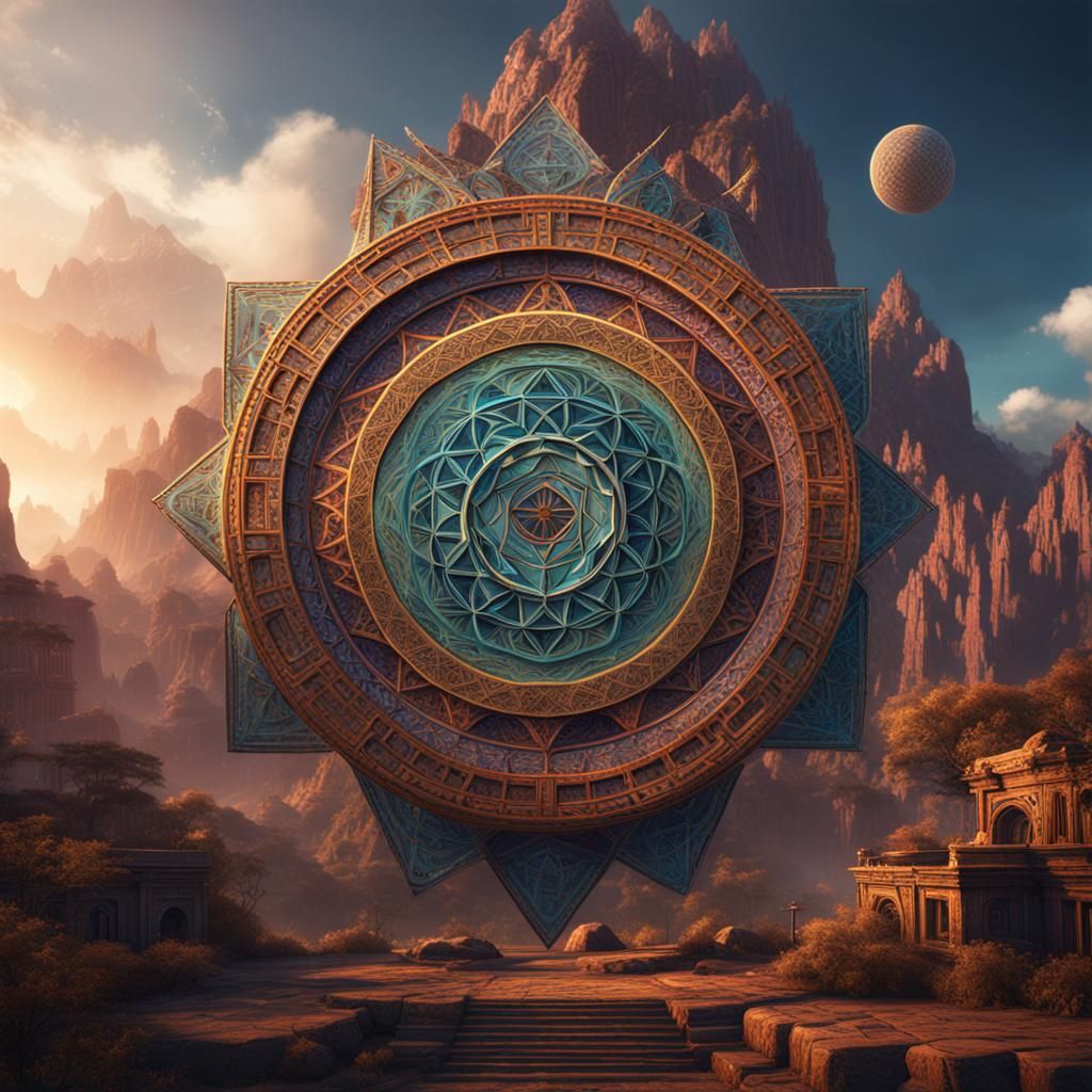 Aztec Sacred Geometry in Detailed Matte Painting