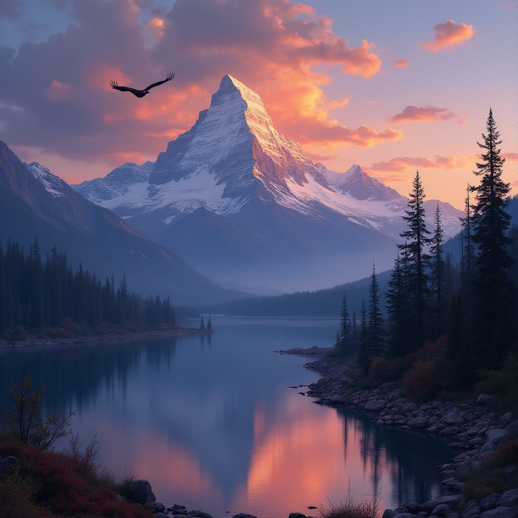 Majestic Twilight Mountain Range Landscape