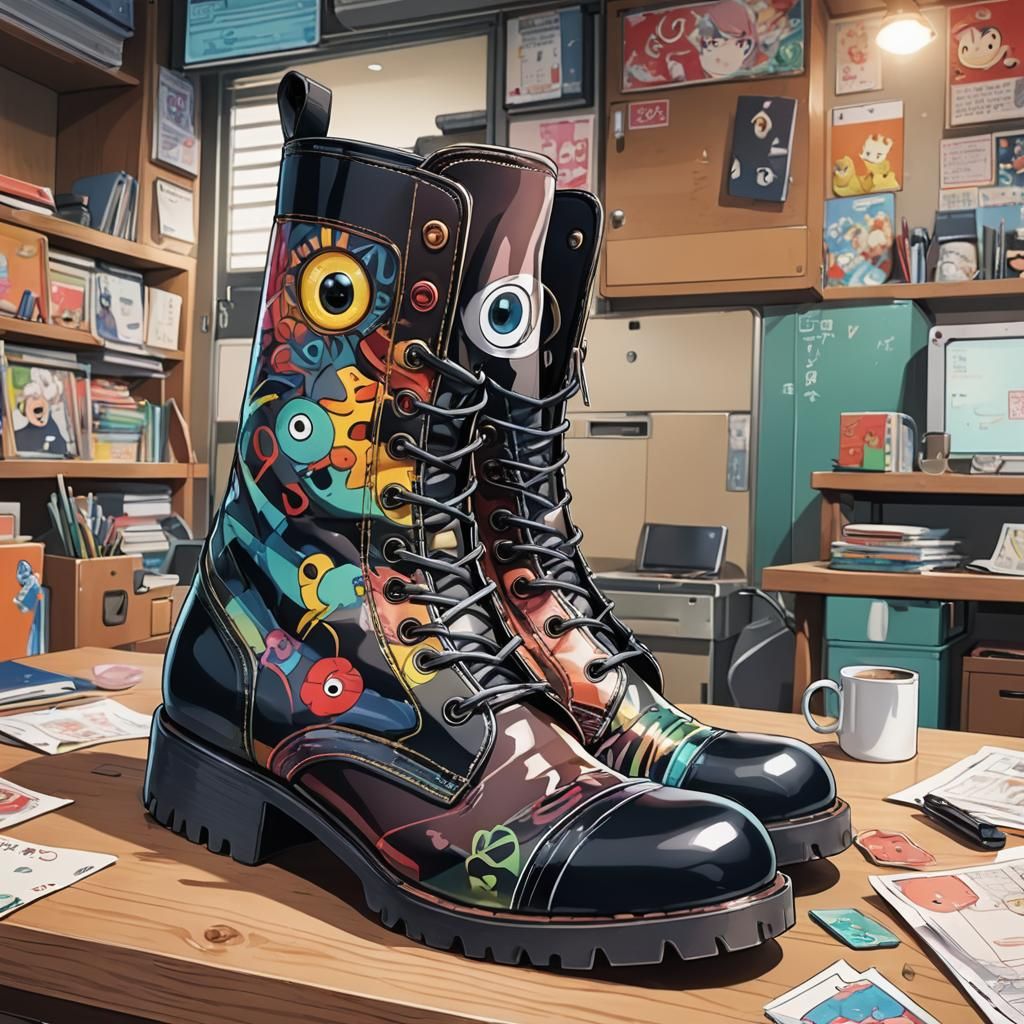 Vibrant Anime Boot Sits on Table