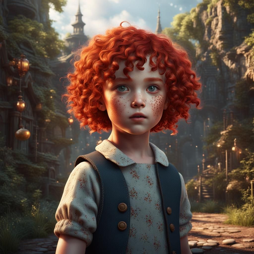 Red-Haired Girl with Freckles: Fantasy Concept Art