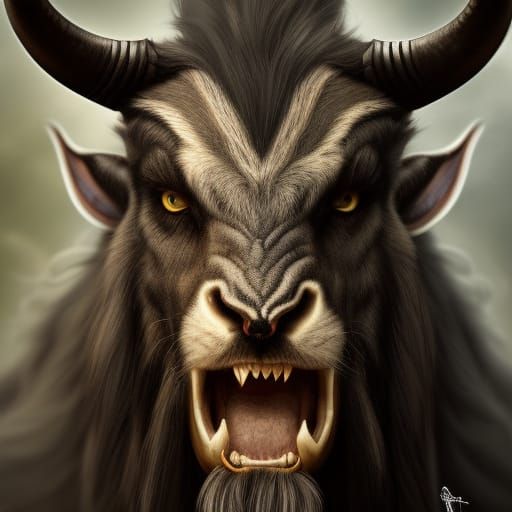 Dark Fantasy Portrait of a Scary Satyr