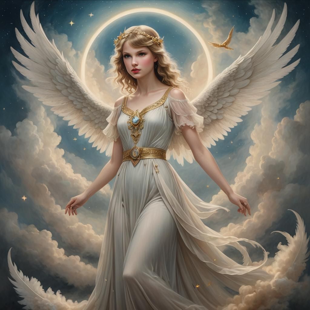 Taylor Swift as Ethereal Angel in Neoclassical Style