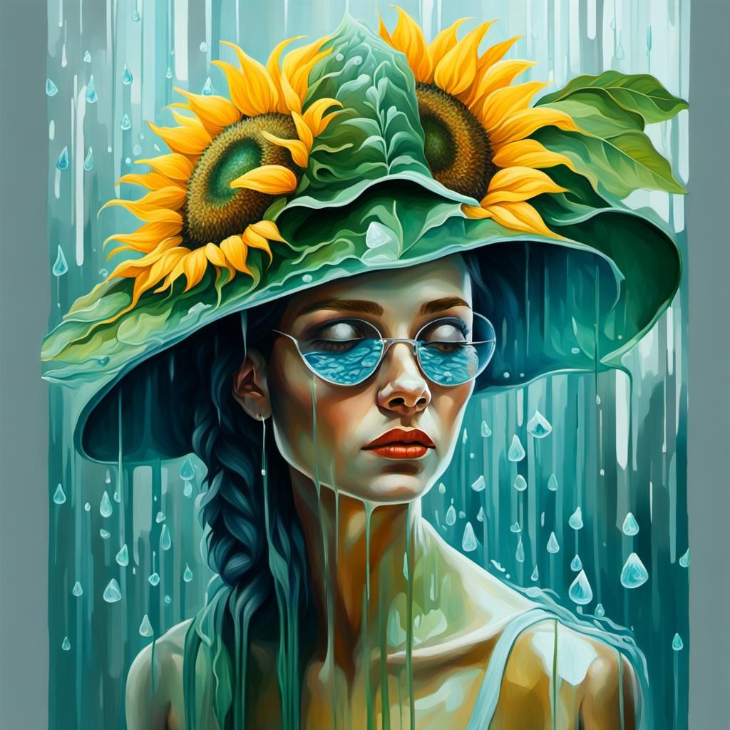 Sunflower Woman: Hyperrealistic Oil Painting Portrait