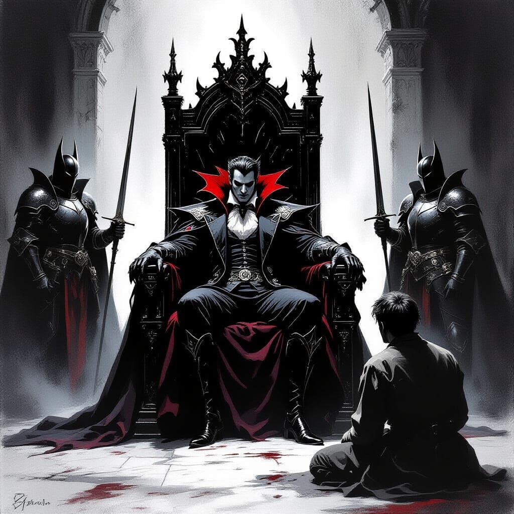 Vampire Lord Enthroned in Dark Victorian Style